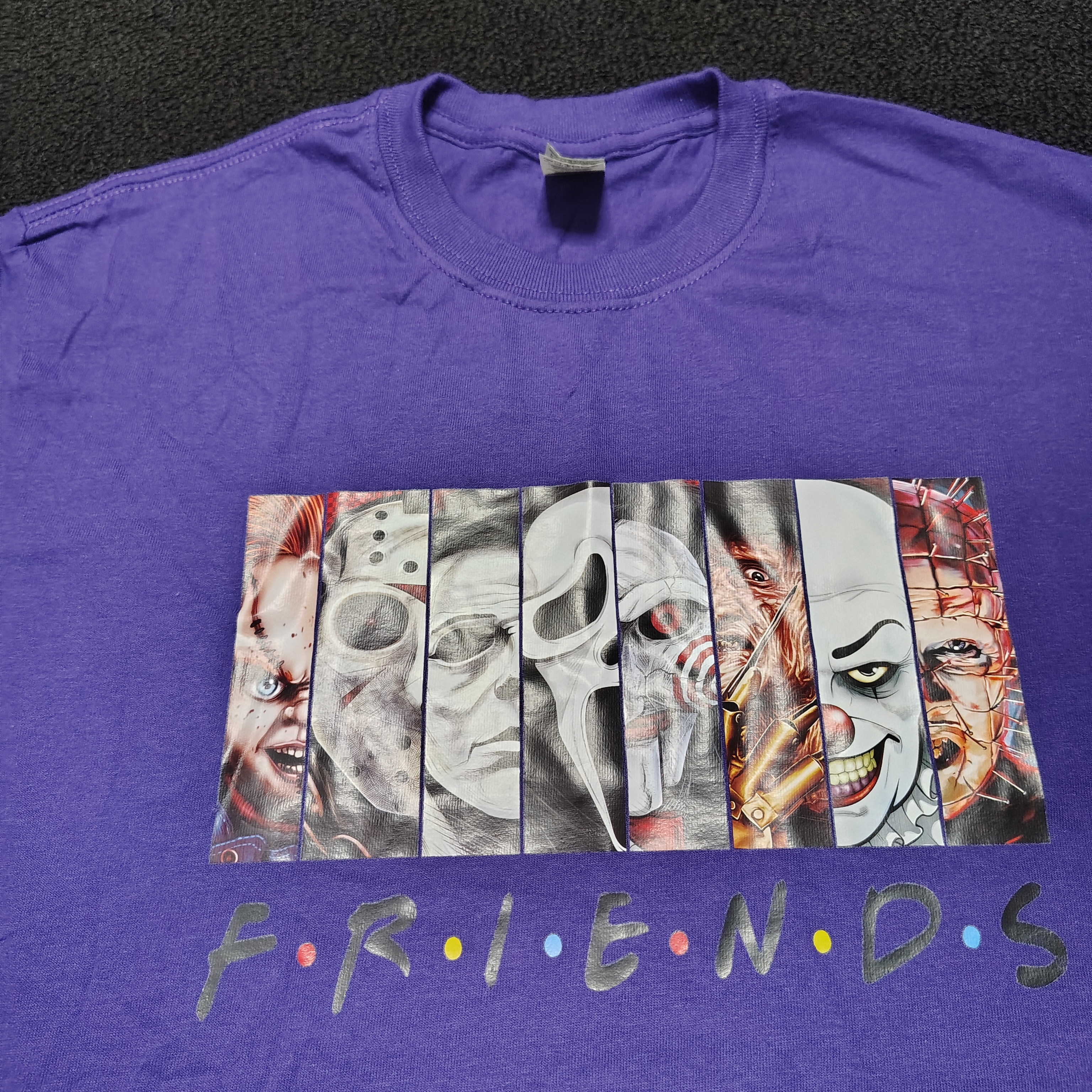 Halloween Horror Purple Movie Killers Characters Scary Friends Women's M T-Shirt